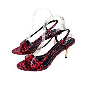 Stella Luna Red Leopard Print Gold Stiletto Heels